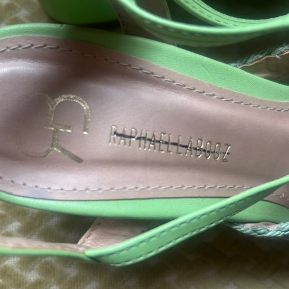 Anthropologie x Rafealla Booz Woven Apple Green Jute Block Heeled Sandals NEW - Picture 2 of 16